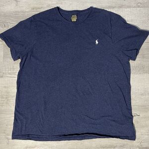 Polo Ralph Lauren Shirt Mens XL Custom Slim Fit Navy Blue Heather Pony Logo